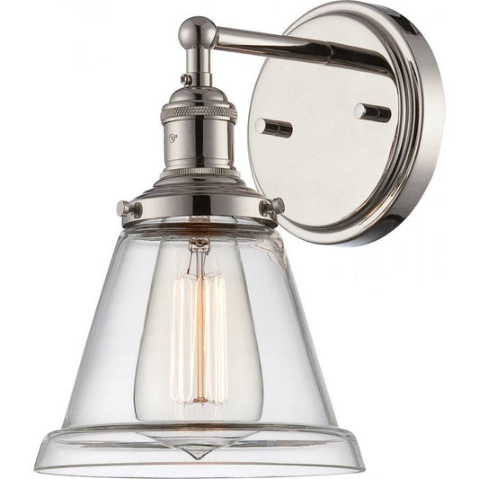 Satco 60-5412 Sconce Fixture Vintage; 1 Light; with Clear Glass;