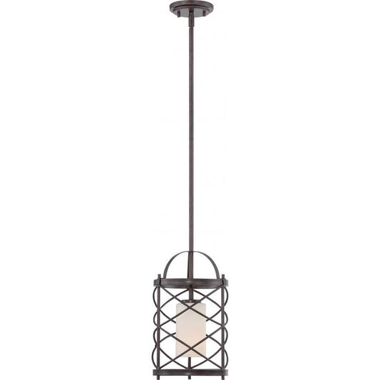Satco 60-5336 Mini Pendant Fixture Ginger; 1 Light; with Etched Opal