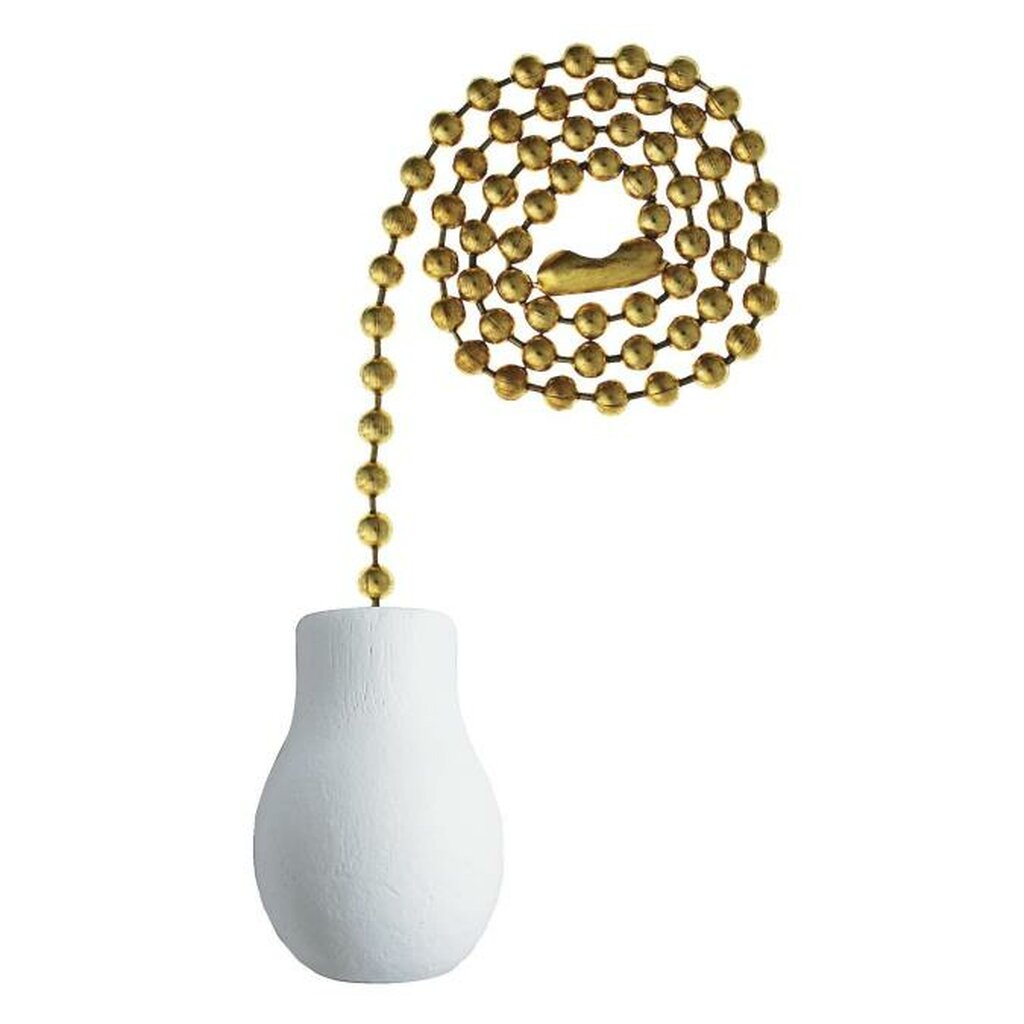 Westinghouse 7701400 White Wooden Knob Polished Brass Finish Chain