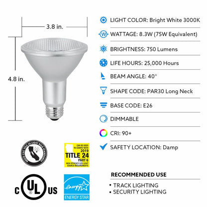 Feit Electric PAR30LDM/930CA 12W PAR30 Long Bright White Warm White