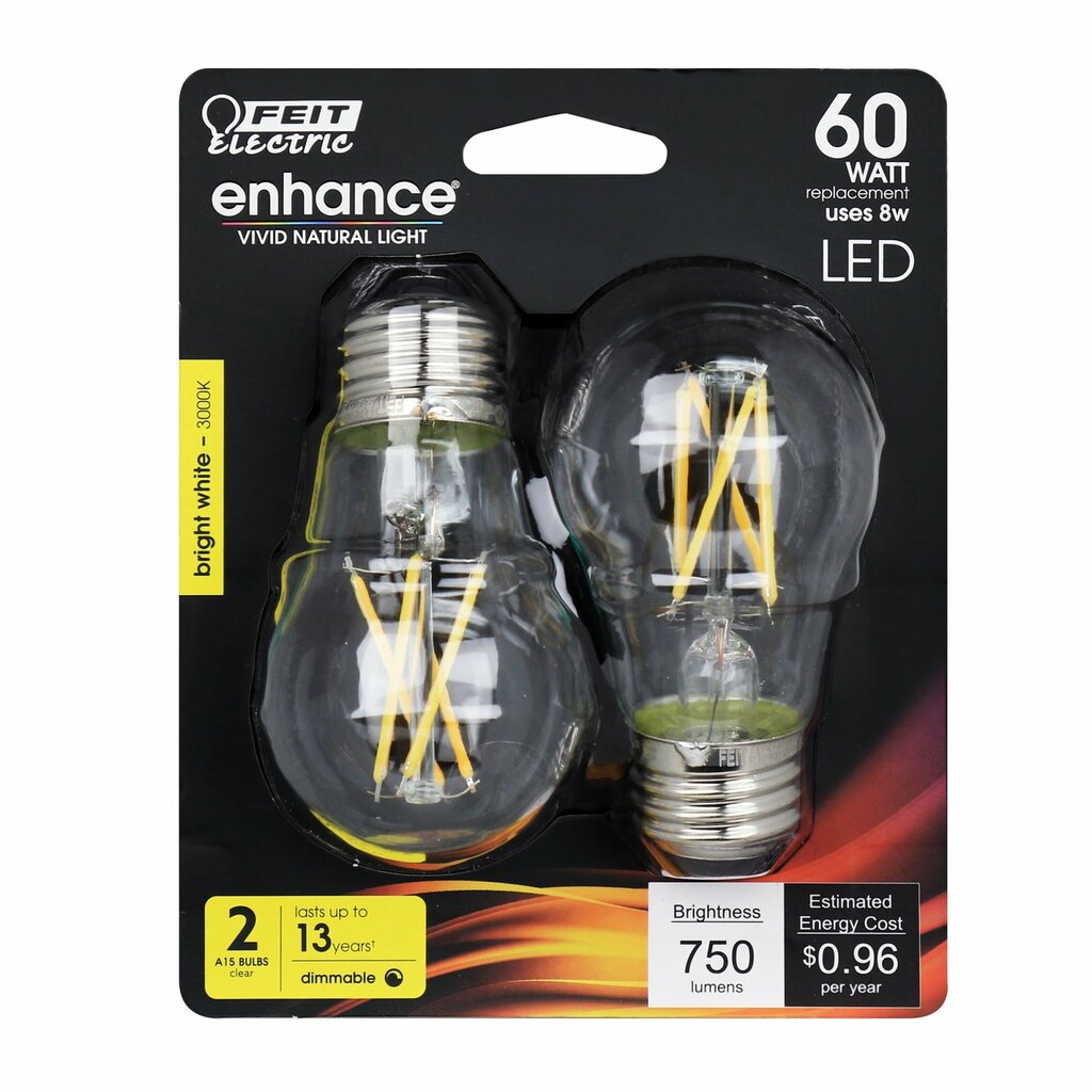 Feit Electric BPA1560/930CAFIL/2/RP 8W A15 White LED Light Bulb