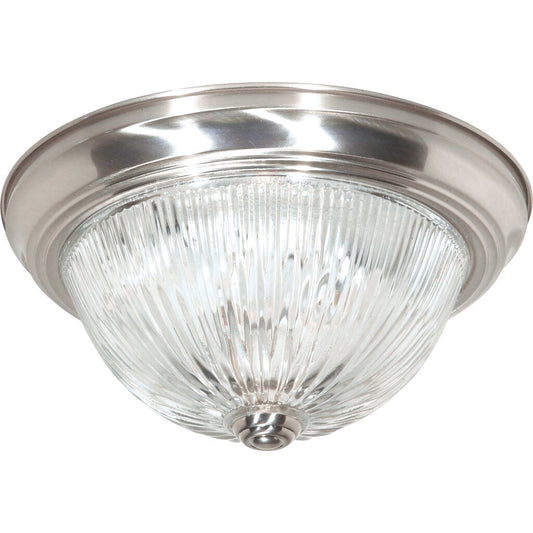 Satco SF76-610 Flush Mount Fixture 2 Light - 13" Flush with Ribbed