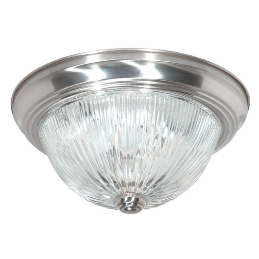 Satco SF76-609 Flush Mount Fixture 2 Light - 11" Flush with Ribbed