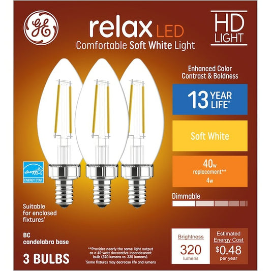 GE 42282 4W B11 Warm White LED Light Bulb