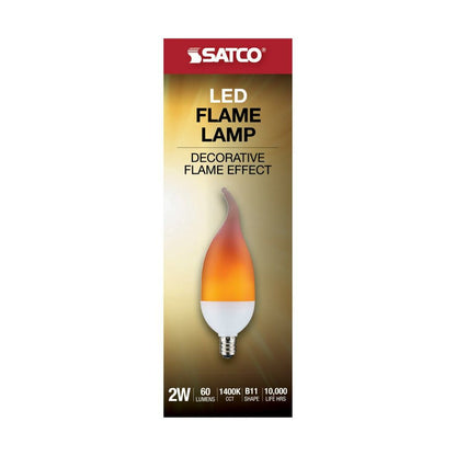 Satco S29807 2W B11 Amber Flame LED Light Bulb