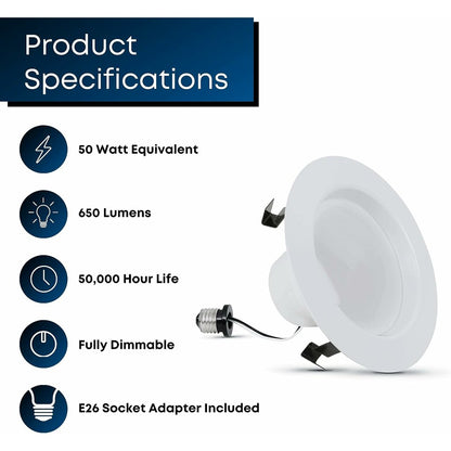 Feit Electric LEDR4/927CA 7.2W 4" Round LED Downlight Dimmable Fixture