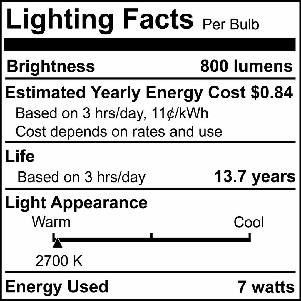 Bulbrite 862846 7W A19 Warm White Light Bulb