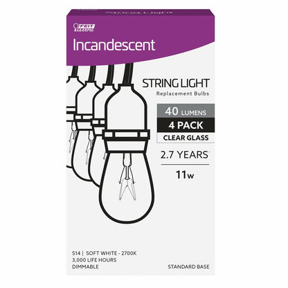 Feit Electric 11S14/4-130 11W S14 Warm White Incandescent Light Bulb