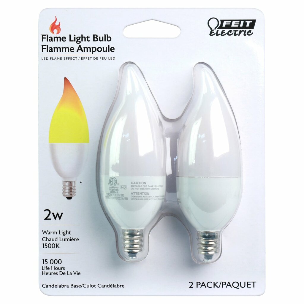 Feit Electric BPFLAME/C/LED/2 2W CA10 Warm Flame LED Light Bulb