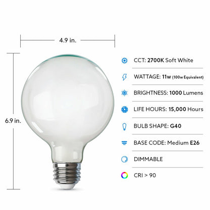 Feit Electric G40100W/927CA/FIL 11W G40 LED Light Bulb
