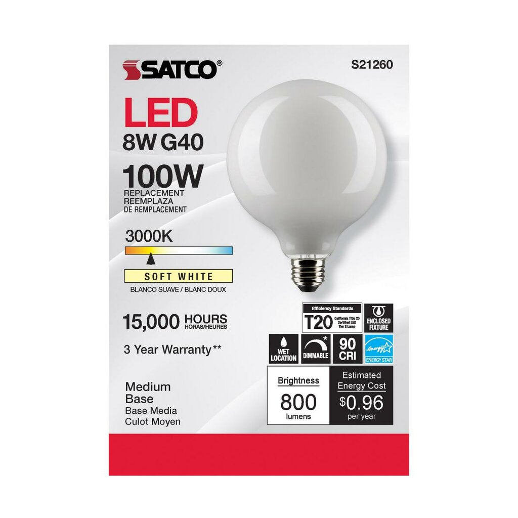 Satco S21260 8W G40 LED Light Bulb