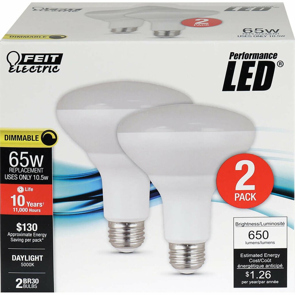 Feit Electric BR30/DM/10KLED/2 10.5W BR30 Warm White LED Light Bulb