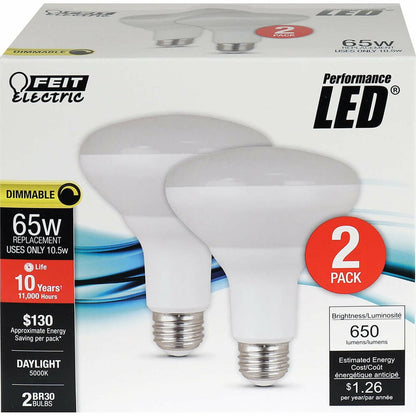 Feit Electric BR30/DM/10KLED/2 10.5W BR30 Warm White LED Light Bulb