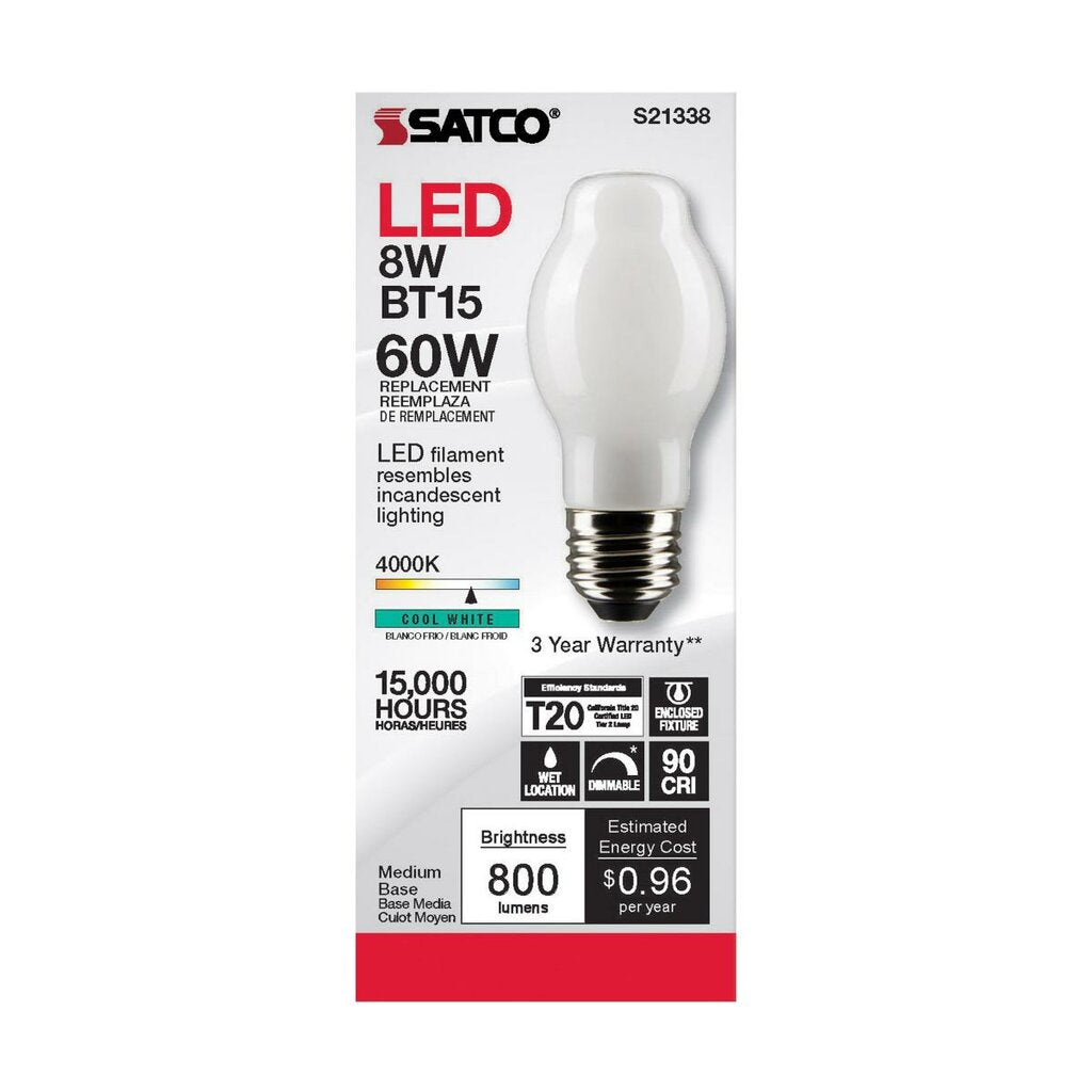 Satco S21338 8W BT15 LED Light Bulb