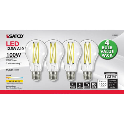 Satco S12442 12.5W A19 LED Light Bulb