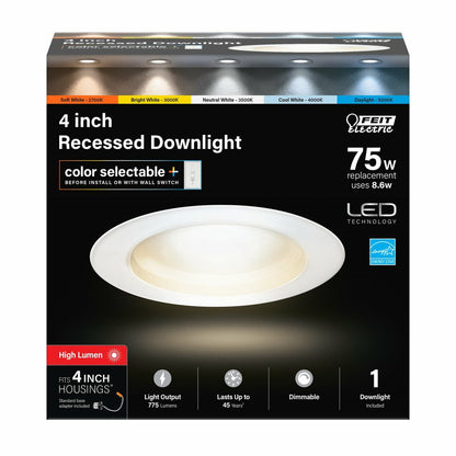 Feit Electric LEDR4HO/6WYCA 8.6W LED Recessed Dimmable Fixture 4 in.