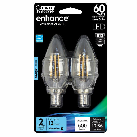 Feit Electric BPEFC60/950CA/FIL/2/RP 5.5W B10 Daylight LED Light Bulb