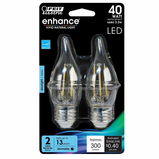 Feit Electric BPEFC40/950CA/FIL/2/RP 9W B11 Daylight LED Light Bulb