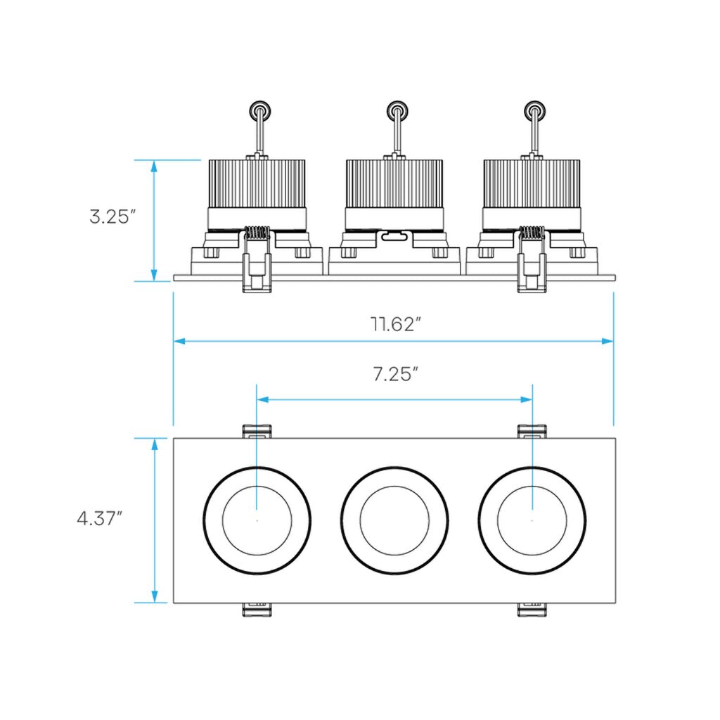 Luxrite LR32186 36W LED Gimbal Dimmable Fixture 11 in. Canless 3 Head