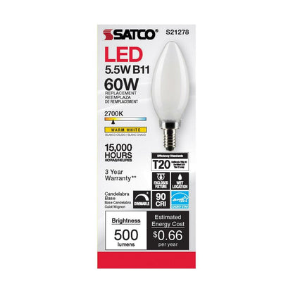 Satco S21278 5.5W B11 LED Light Bulb