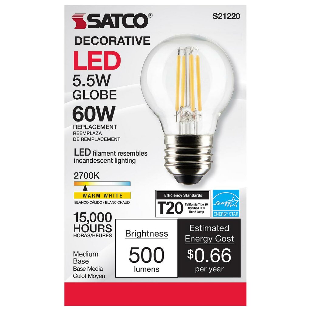 Satco S21220 5.5W G16.5 LED Light Bulb