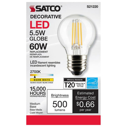Satco S21220 5.5W G16.5 LED Light Bulb