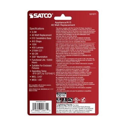 Satco S21871 5.5W A15 LED Light Bulb