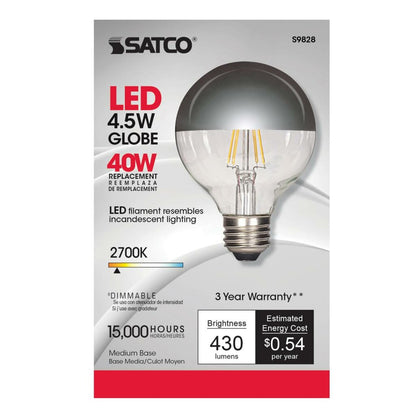 Satco S9828 4.5W G25 Warm White LED Light Bulb