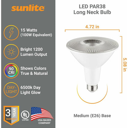 Sunlite 87938-SU 15W PAR38 Daylight LED Light Bulb
