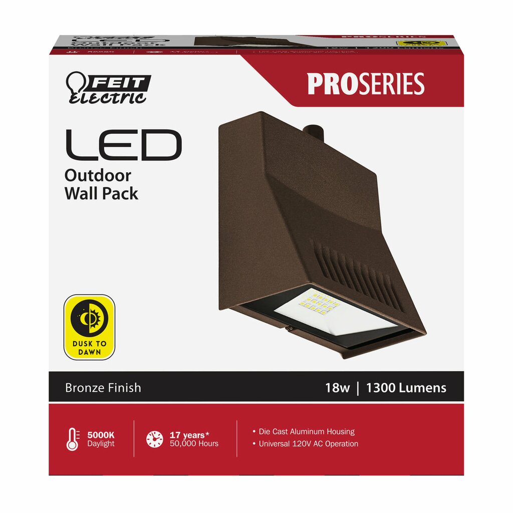 Feit Electric S5/WPK/850/DD/BZ LED Wall Pack Fixture 1300 Lumens 5000K