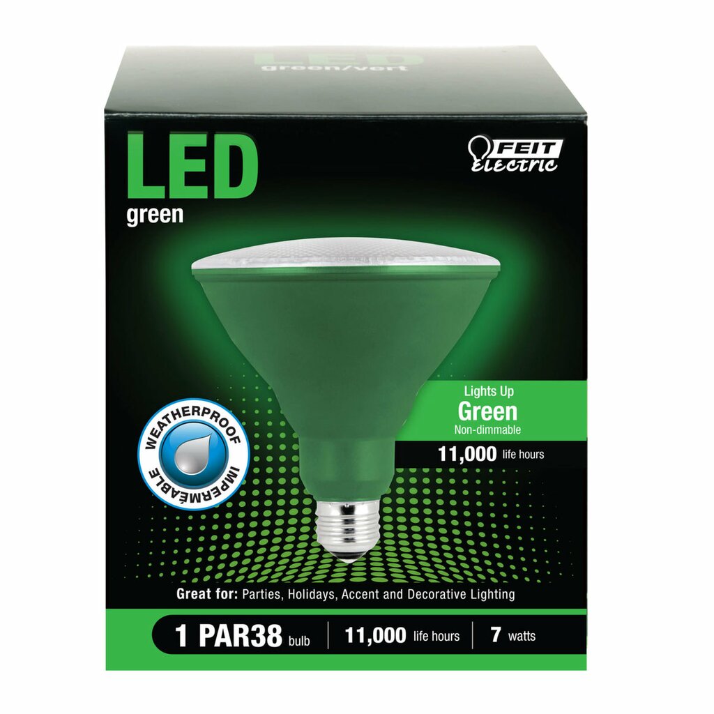 Feit Electric PAR38/G/10KLED/BX 7W PAR38 Green LED Light Bulb