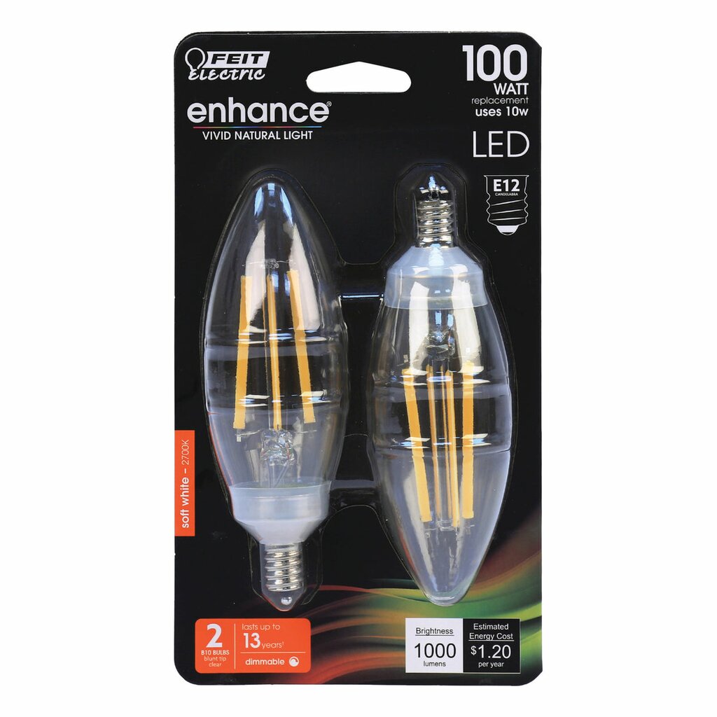 Feit Electric BPCTC100927CAFIL/2 10W B10 Warm White LED Light Bulb