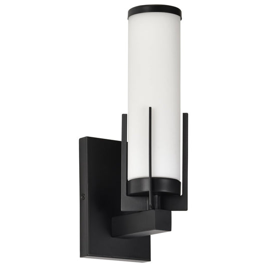 Satco 60-8051 Fixture Roselle - 1 Light Vanity Matte Black with White