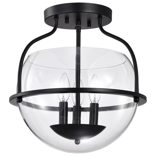 Satco 60-7823 Fixture Amado 3 Light Semi Flush Mount - Matte Black