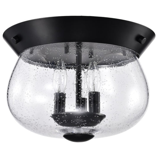 Satco 60-7806 Fixture Boliver 3 Light Flush Mount - Matte Black Finish