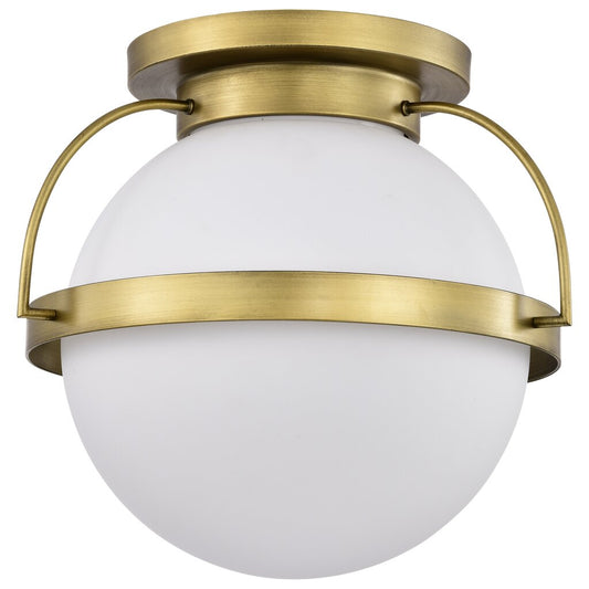 Satco 60-7782 Fixture Lakeshore 1 Light Large Flush - Natural Brass