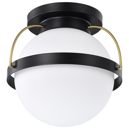 Satco 60-7771 Fixture Lakeshore 1 Light Medium Flush - Matte Black