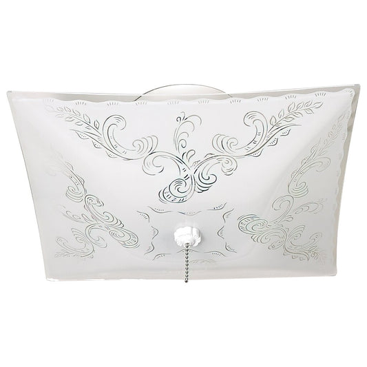 Satco 60-6113 Fixture 2 Light - 12 in. Ceiling Square Floral with Pull