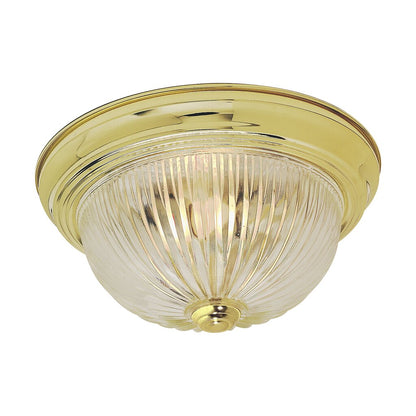 Satco 60-6015 Fixture 2 Light - 11 in. Flush Mount Clear Ribbed Glass