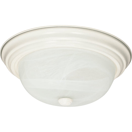 Satco 60-6004 Fixture 2 Light - 11 in. Flush Mount Alabaster Glass