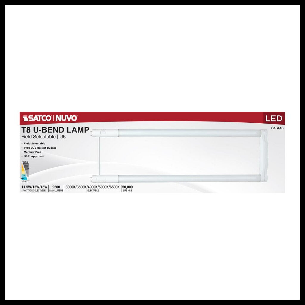 Satco S18413 11.5W/13W/15W T8 LED Light Bulb