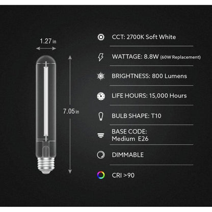 Feit Electric T10L60CL927CAWFHDRP4 8.8W T10 Soft White LED Light Bulb