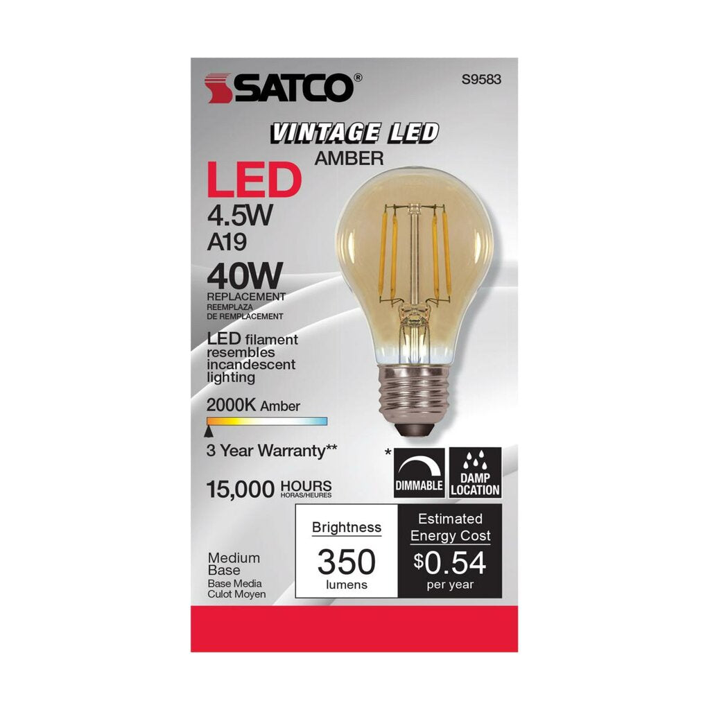 Satco S9583 4.5W A19 LED Light Bulb