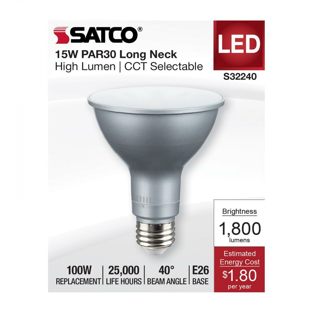 Satco S32240 15W PAR30 Long LED Light Bulb