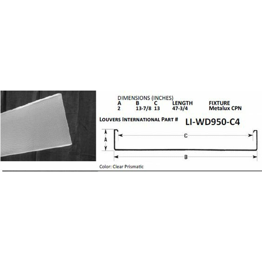 Louvers International LI-WD950-C4 Lens WRAP DIFFUSER CUSTOM CLEAR 48"