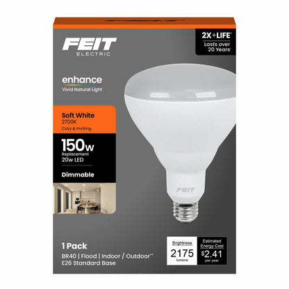 Feit Electric BR40DM/2175/927CA/GB 20W BR40 Warm White LED Light Bulb
