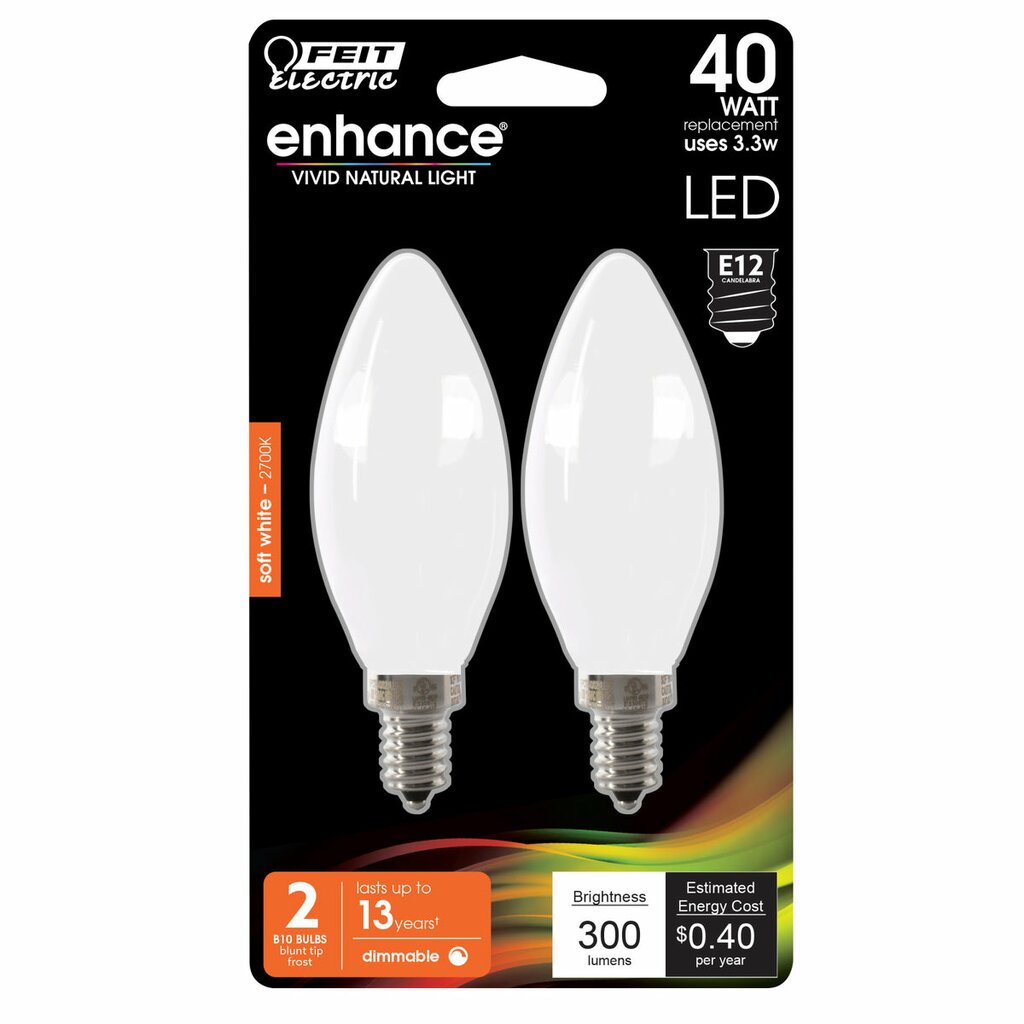 Feit Electric BPCTF40927CAFIL/2/RP 3.3W B10 LED Light Bulb