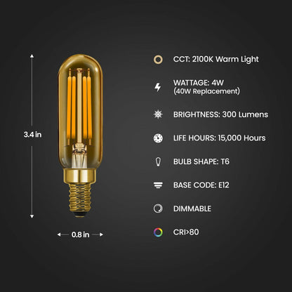 Feit Electric T640VG/LED/HDRP/4/RP 4W T6 LED Light Bulb