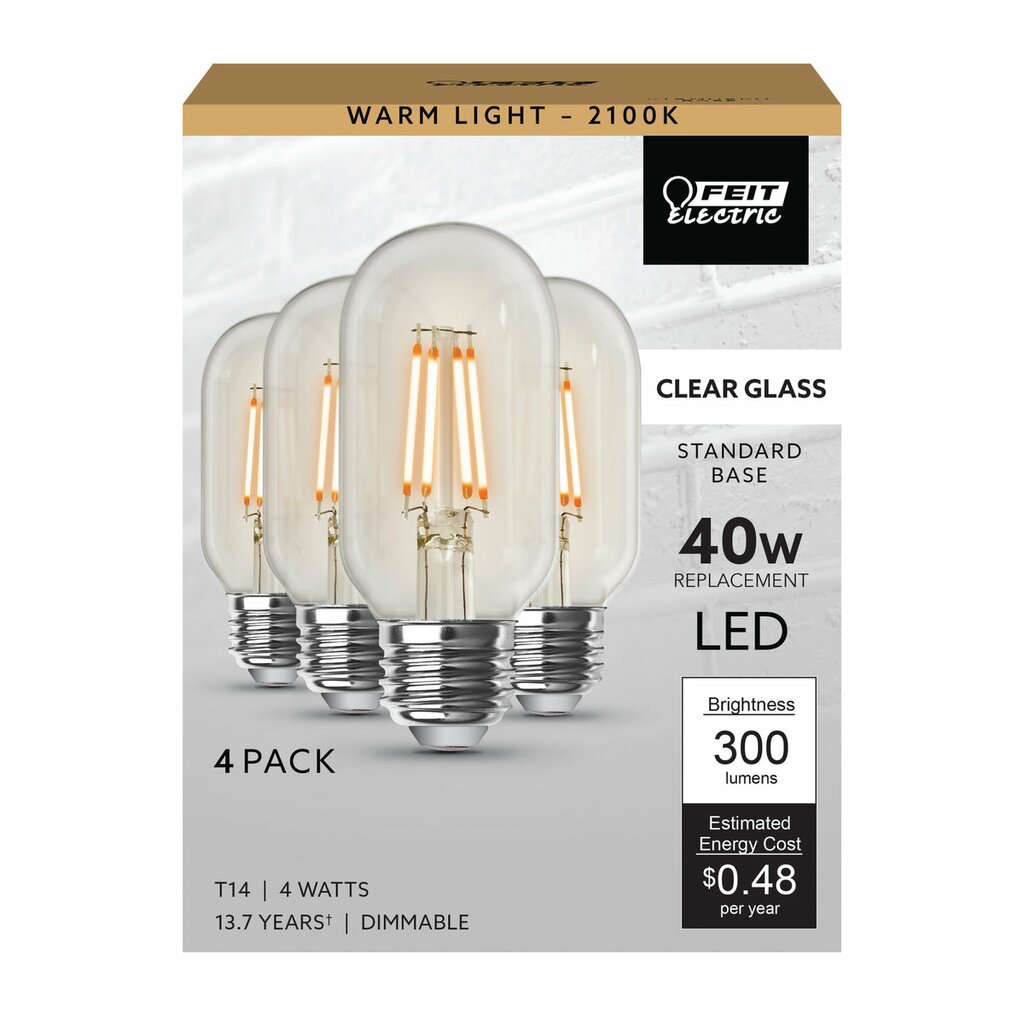 Feit Electric T1440/CL/LED/HDRP/4 4W T14 LED Light Bulb