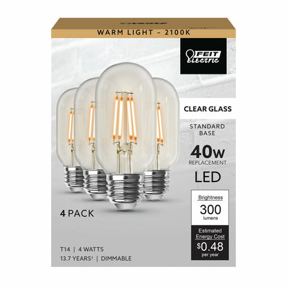 Feit Electric T1440/CL/LED/HDRP/4 4W T14 LED Light Bulb